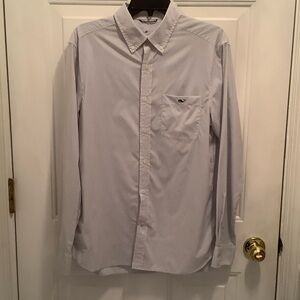Vineyard Vines Men's Light GREY Striped Dress Shirt